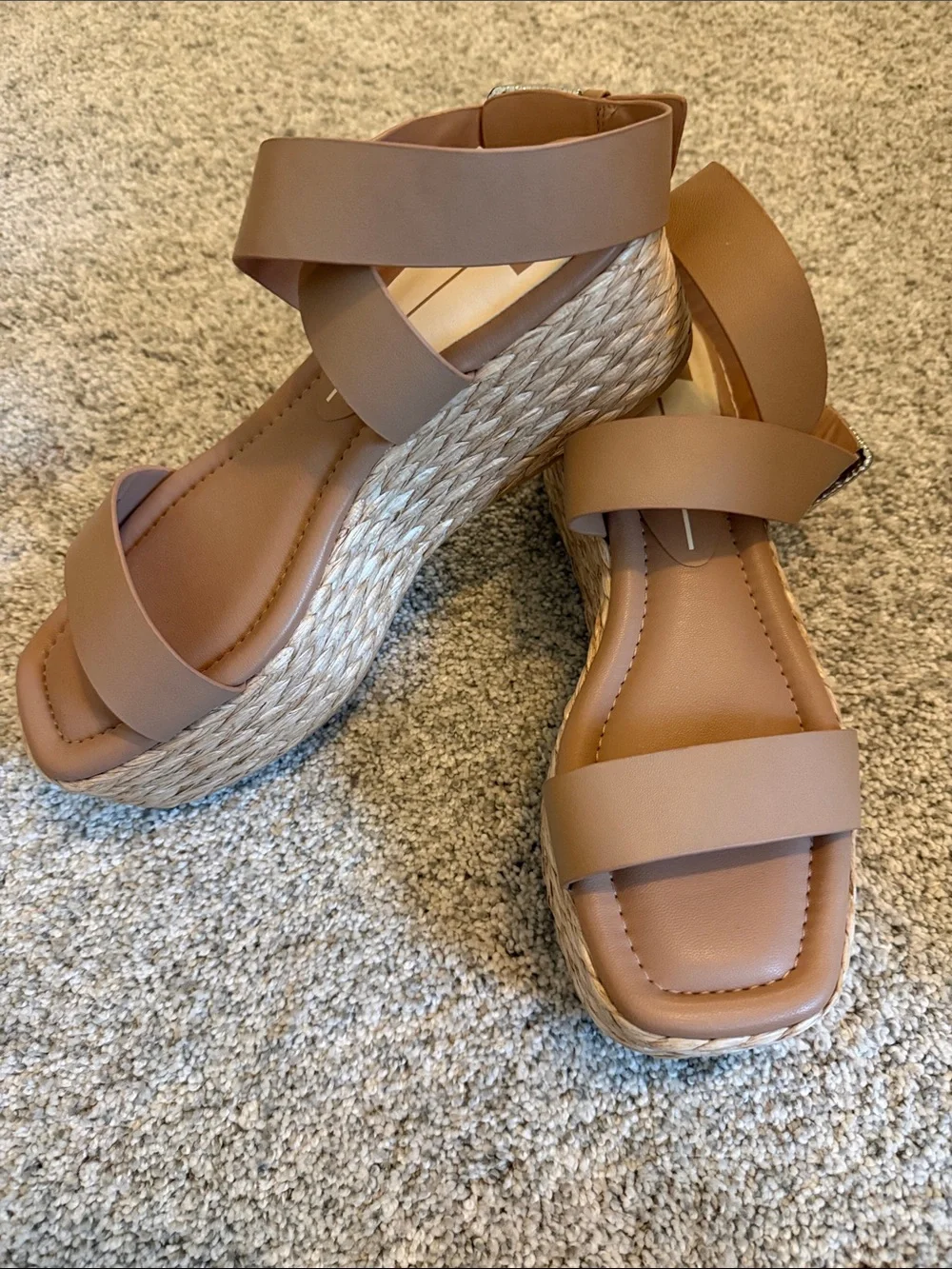 Dolce Vita Tan Espadrille Wedge Sandals with Crisscross Straps